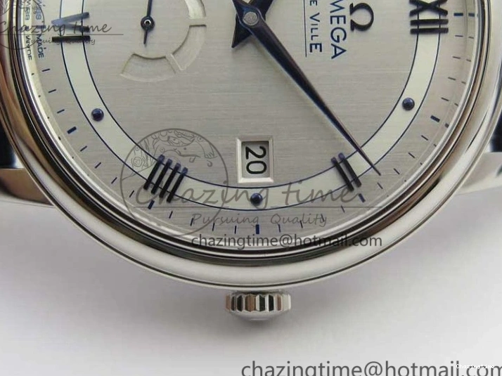 1218 Timeless De Ville Prestige Real PR SS ZF 1:1 Best Edition Gray Dial Blue Markers on Blue Leather Strap MIYOTA 7936
